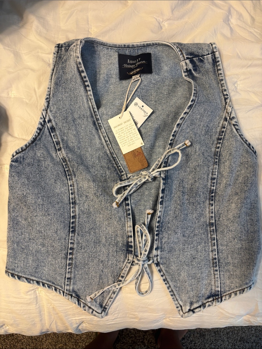 Light Blue Denim Tie-Front Vest